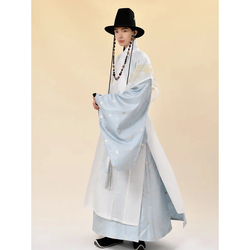 20 Hanfu الرجال Hanfu الهانبوك الذكور سلالة مينغ الملابس التقليدية مرحلة الرقص أداء زي القماش الآسيوي التقليدي القديم