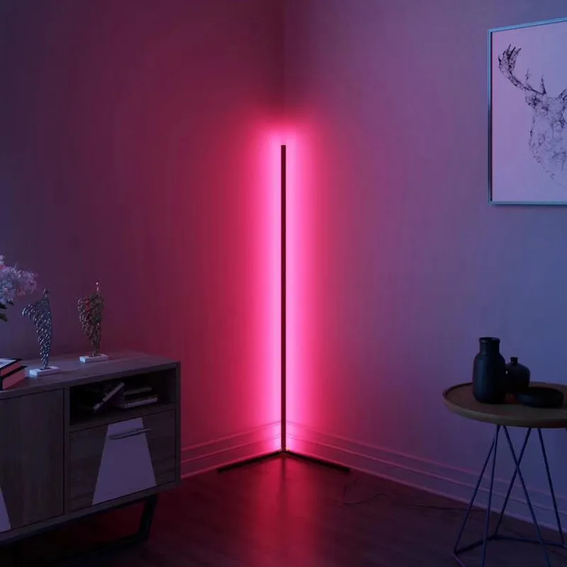 63 Inch Dimmable RGB LED Corner Floor Lamp Smart Bluetooth WiFi Ambient Light Alexa Stand Light for Living Room Christmas Decor