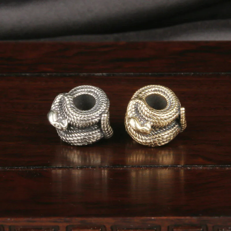 ONE 17mm paktong white coppper brass paktong white coppper snake Paracord 550 large Hole Beads EDC Knife Keychain accessory view 2
