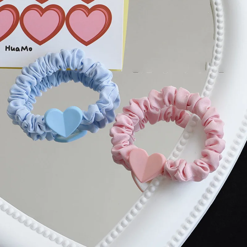 

Candy Color Love Heart Elastic Scrunchies for Hair Girls Heart Macaron Hair Rubber Band Women Hair Accessories Small Hairbands