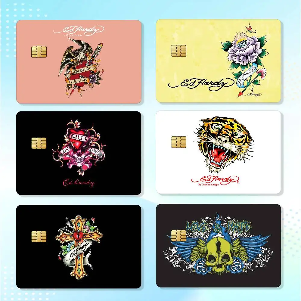 Fashion Brand Matte Card Stickers For Credit Cards Debit Cards And Transit Cards  E-Ed H-Hardy 4Pcs