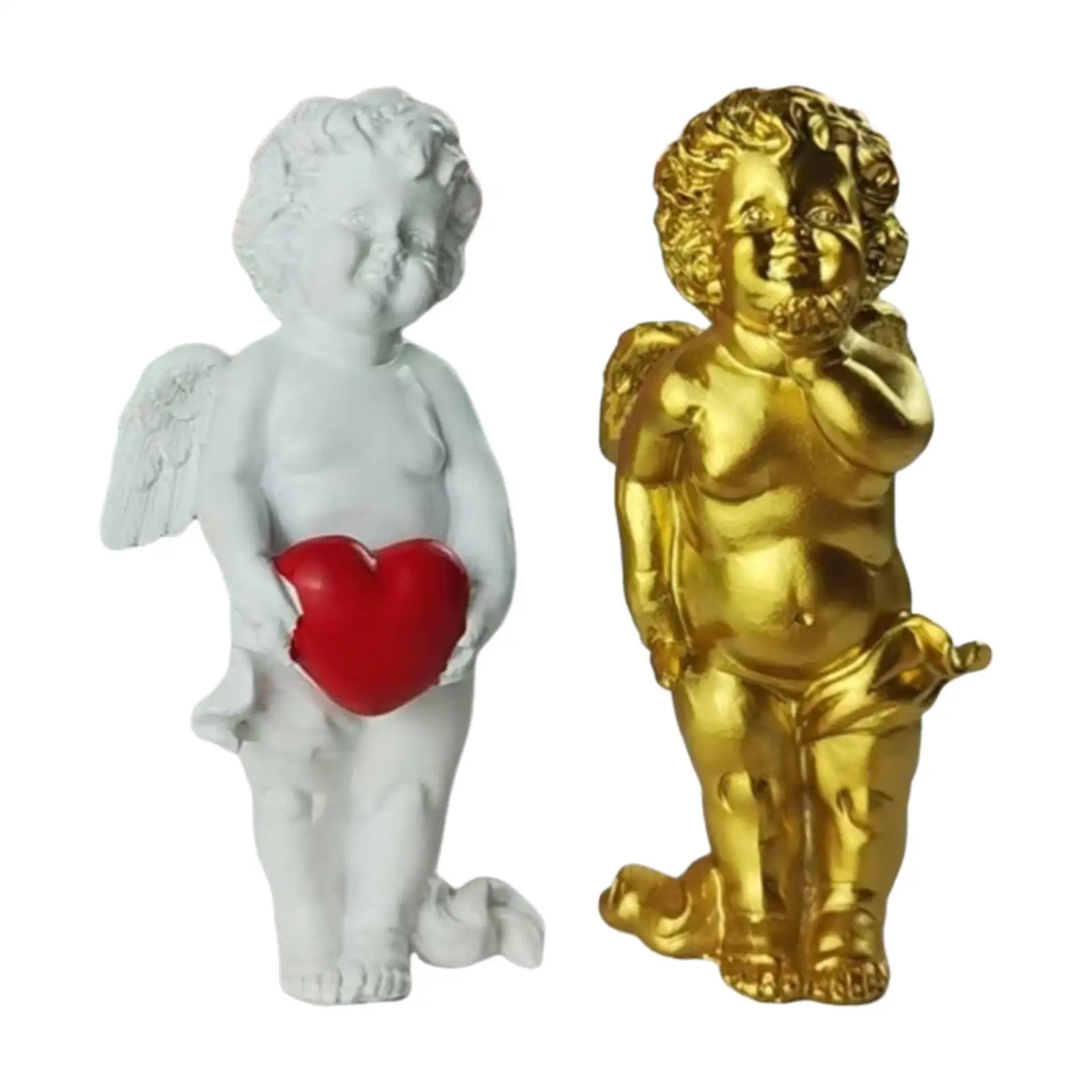 Creative Angel Sculpture Miniature Figurine Collectible Resin Statuette for Bookshelf Wedding Fairy Garden