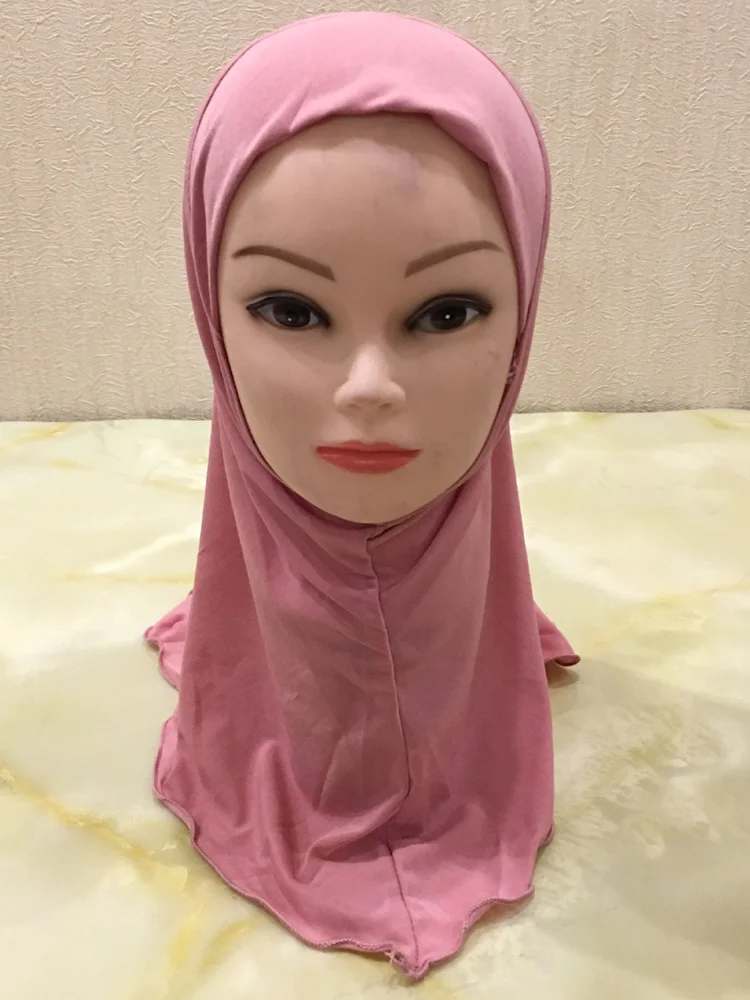 Bufanda islámica de Hijab para Niñas musulmanas, chales sin decoración, Material suave y elástico para niñas de 2 a 7 años, venta al por mayor, 50cm