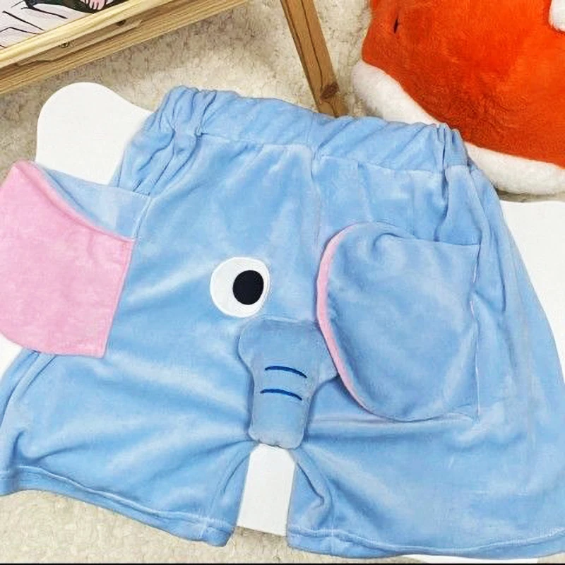 Grappige nachtkleding elastische band kleine olifant pluisjes mannen vrouwen losse korte pyjamabroek voor koppels slaap bodem boxers ondergoed