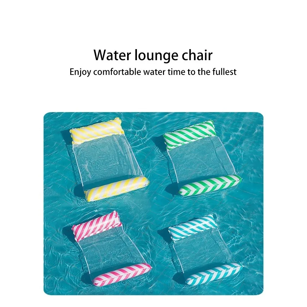 Foldable Striped Inflatable Lounge Chair, Suitable For Swimming Pool Parties And Beach Leisure Floating Beds With Net Backrest image 5