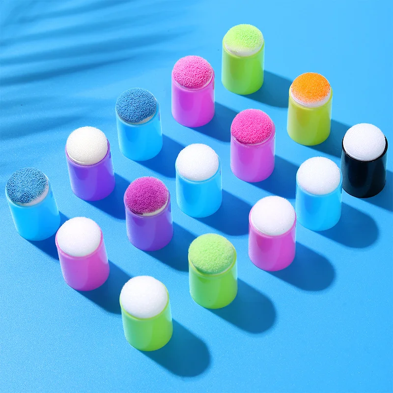 30 قطعة إسفنجة إصبع حرفية Daubers رسم مشروع إسفنجة رسم مع صندوق لصنع البطاقات والرسم والختم والحبر