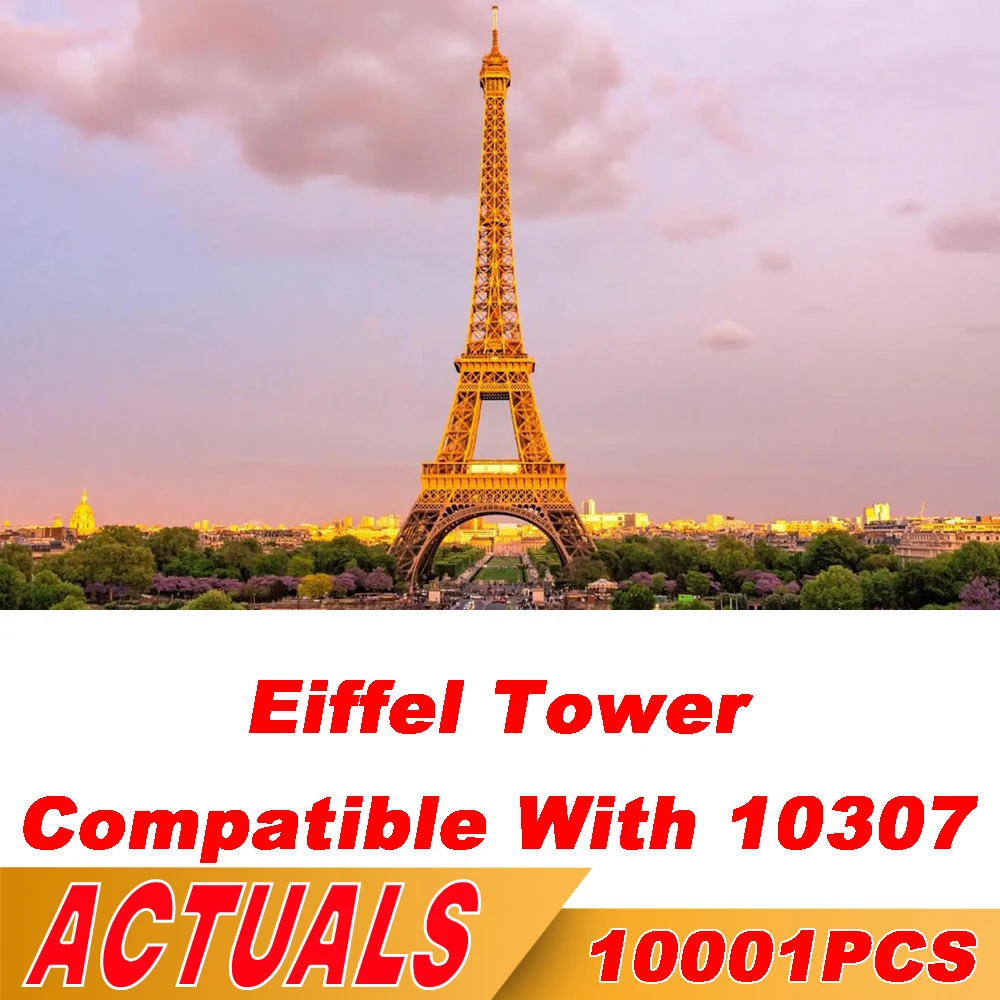 NEW 10001pcs ICONS Eiffel Tower Creative Building Blocks Toys with LED Light Set 10307 Architecture Model Bricks For Kids Gifts