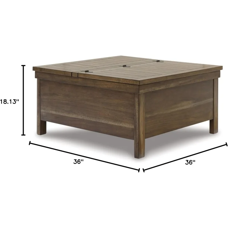 Hot Selling Products Rustic Hinged and Lift Top Cocktail Table with Hidden Storage Light Brown Crafted for Form and Function