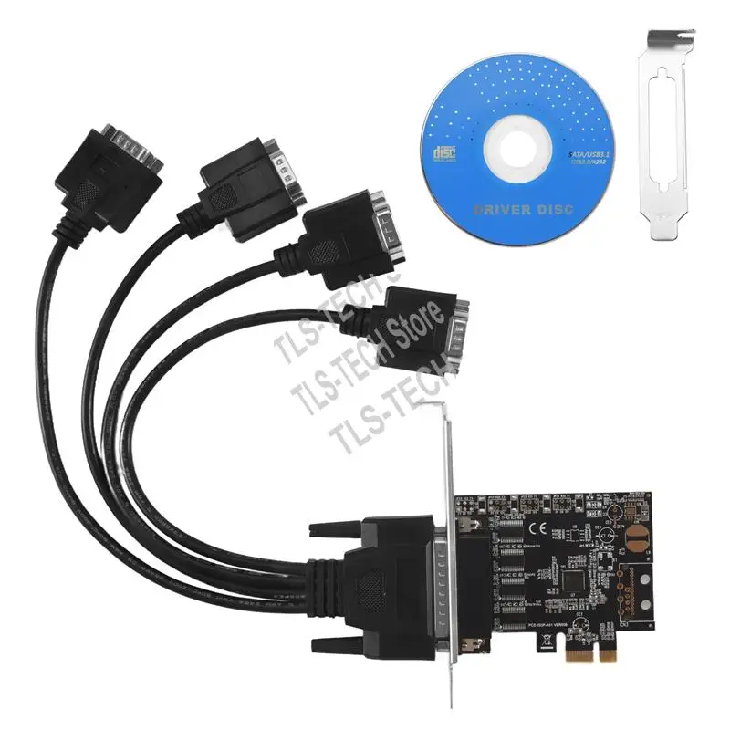 

PCI-E Serial Port Card Pcie To 4 Serial Port RS232 9-Pin Industrial Control 4-Port Expansion Card AX99100 With Cable-PZZW
