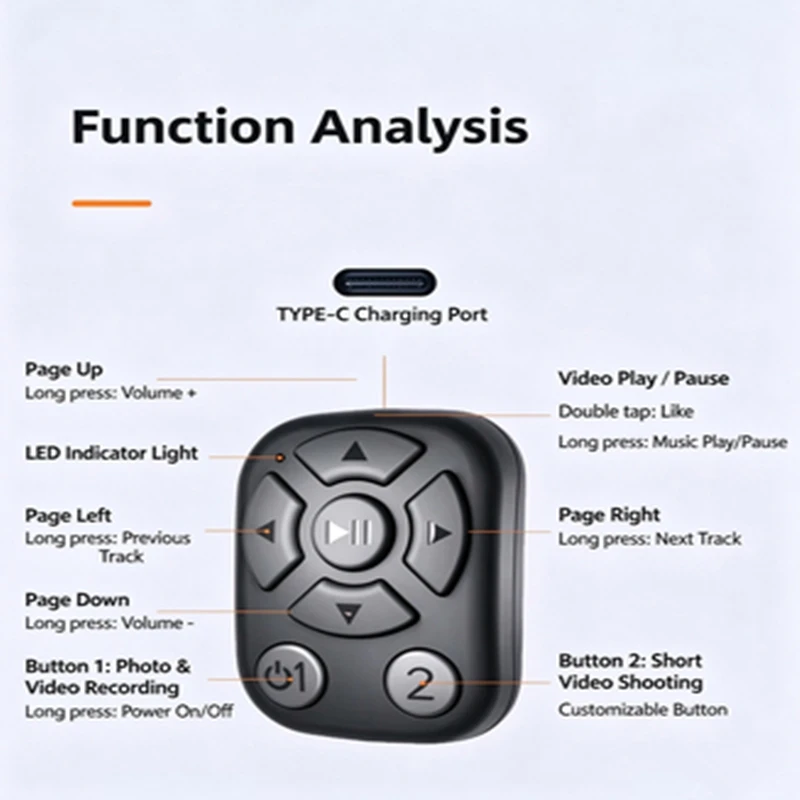 Wireless Auto Clicker Remote Controller Portable Wearable E-book Page Turner Convenient Page Scrolling for Phone Tablet