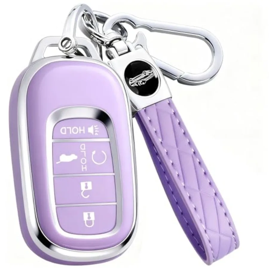 

Key Fob Cover for Honda - Premium Soft TPU Shell Full Protection Case with Keychain, Fits HR-V CR-V Pilot Accord Civic Passport