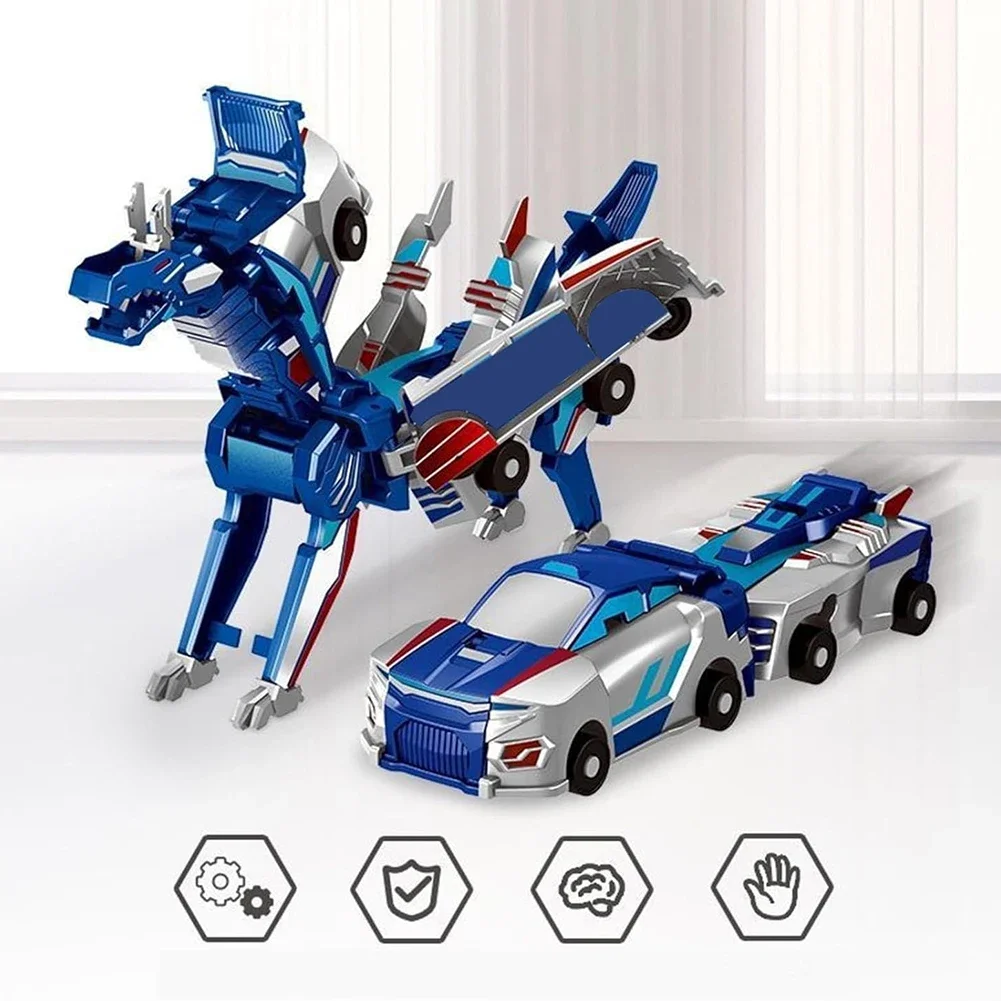 Dinosaur Unicorn Transformer,Magic Transformation Super Combination Car Diy Toy 2 In 1 Kids Magnetic Collision Transforming Toy
