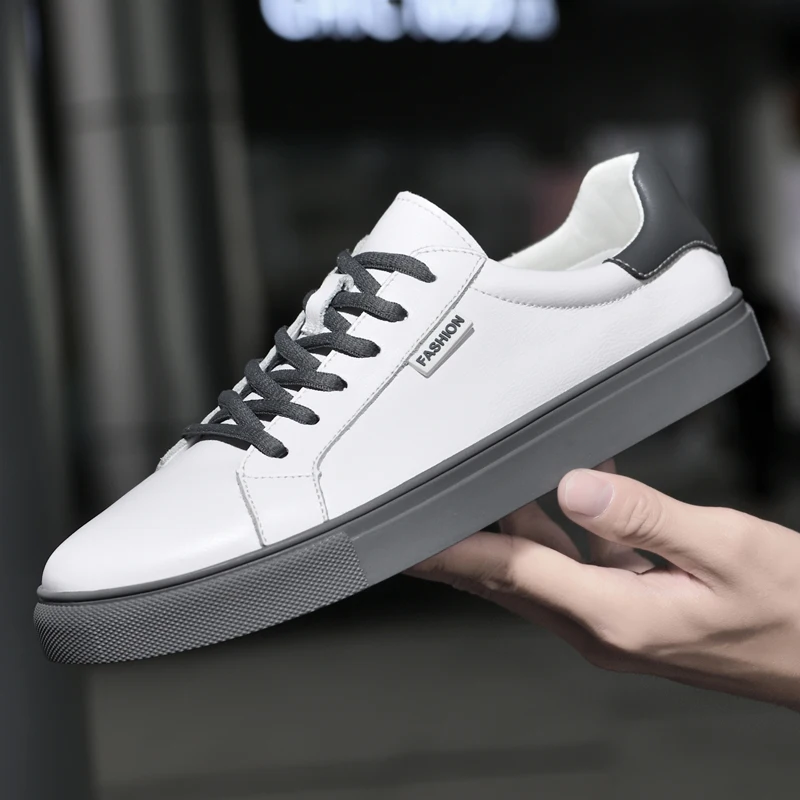 COZOK, zapatos transpirables ligeros de cuero genuino para hombres, zapatos casuales hechos a mano a la moda, zapatos deportivos de alta calidad para hombres de Color sólido