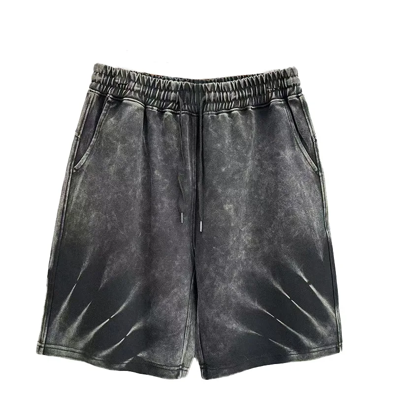 

Shorts for Men Loose-Fit Casual Vintage Batik Washed Old Cotton Tie-dye Printed Five-point Pants Unisex American Hip Hop Shorts