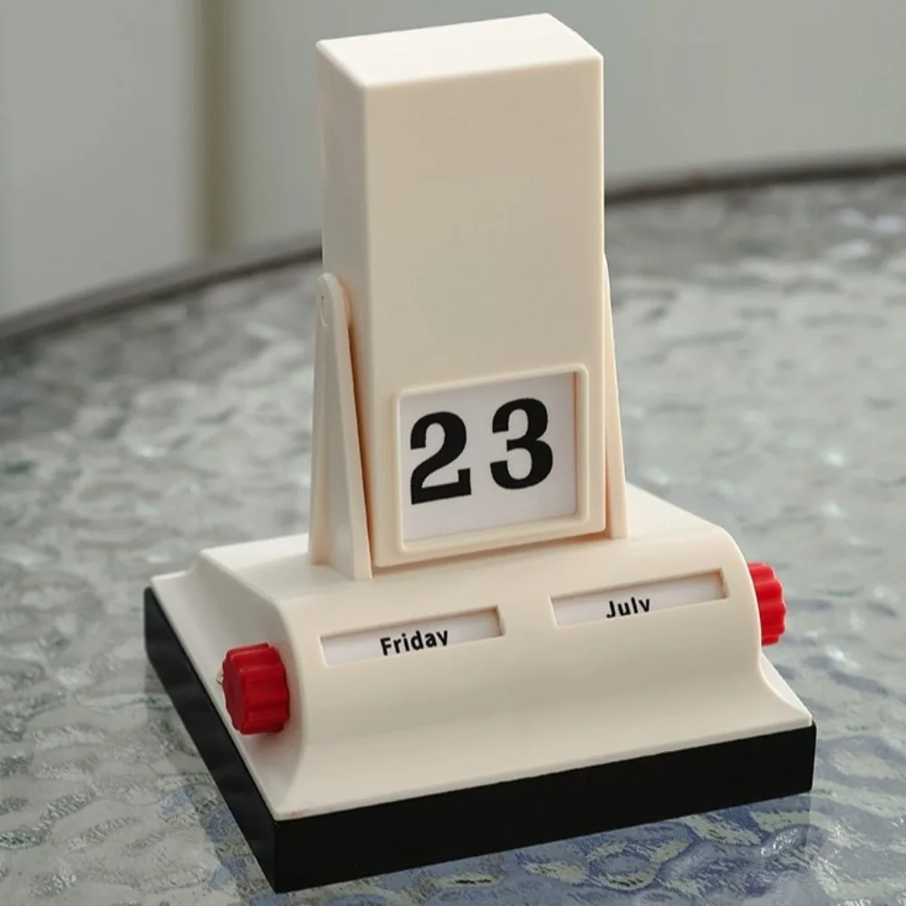 Calendario a fogli mobili di lusso semplice e leggero Calendario da tavolo retrò nordico Calendario perpetuo decorativo beige da ufficio