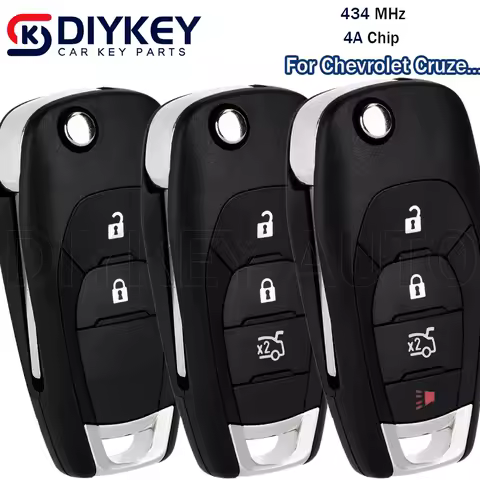 DIYKEY 2 / 3 / 4 Buttons Remote Car Key 433MHz 4A Chip For Chevrolet Cruz 2015 Trax Sonic Spark 2021 Tracker Onix RS