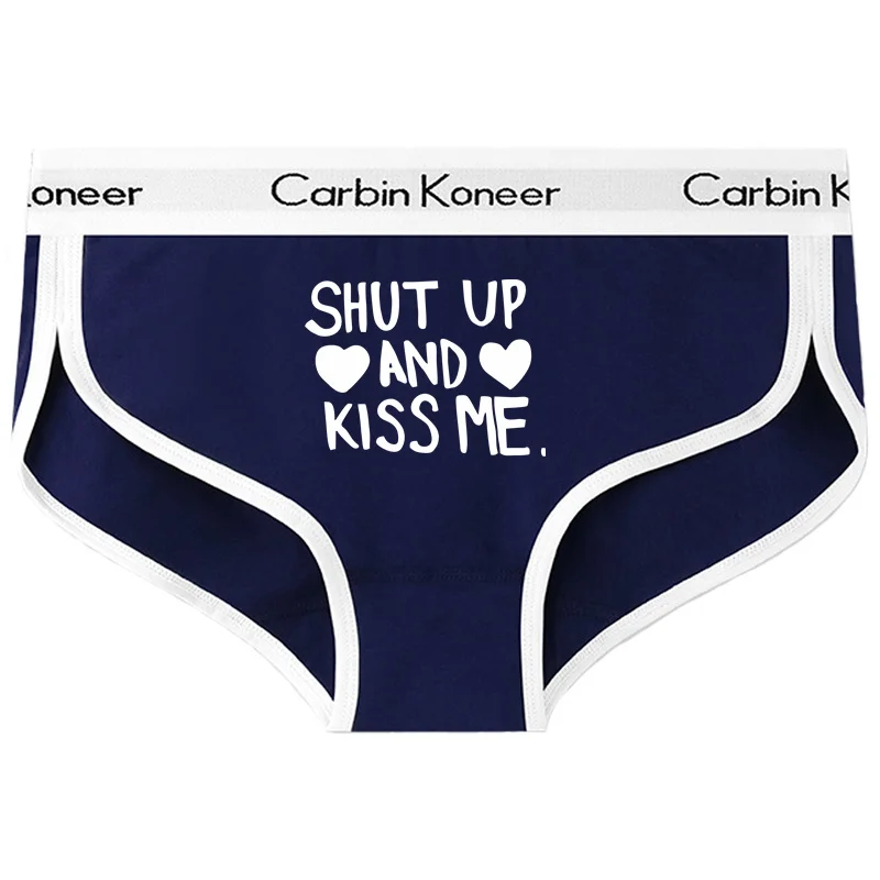 Shut Up and Kiss Me Funny Print Women's Intimates Underwear New Girl's Sexy Panties Women Cotton Sports Underpant Cute Briefs