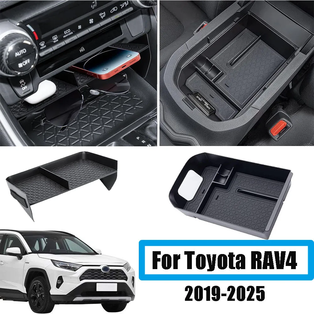 

2PCS Center Console Organizer Tray and Armrest Storage Box For Toyota RAV4 2025 2024 2023-2019 Insert Secondary Storage Box.
