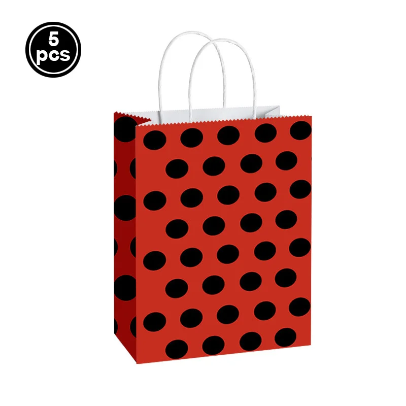 Ladybug Party Tableware Plates Napkins Ladybug Treat Paper Bags with Handles for Baby Shower Ladybug Themed Birthday Decorations