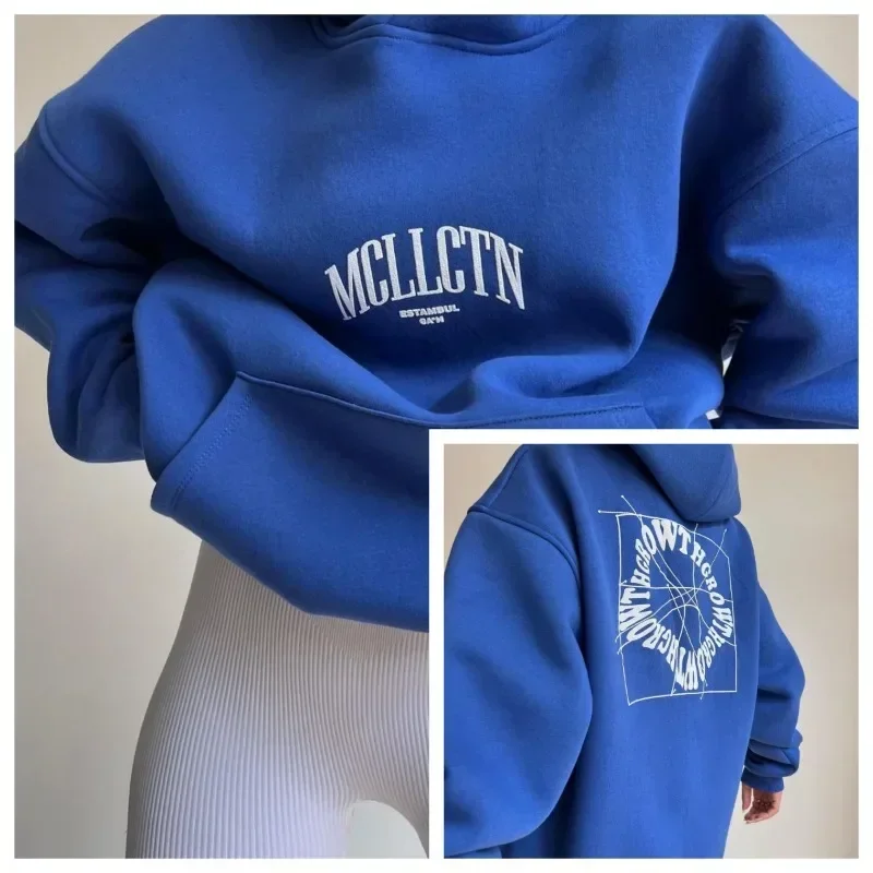 

2024 Japan and Korea Women's Casual Fashion Letter Printed Versatile Top Long Sleeve Hooded Sweater Women
