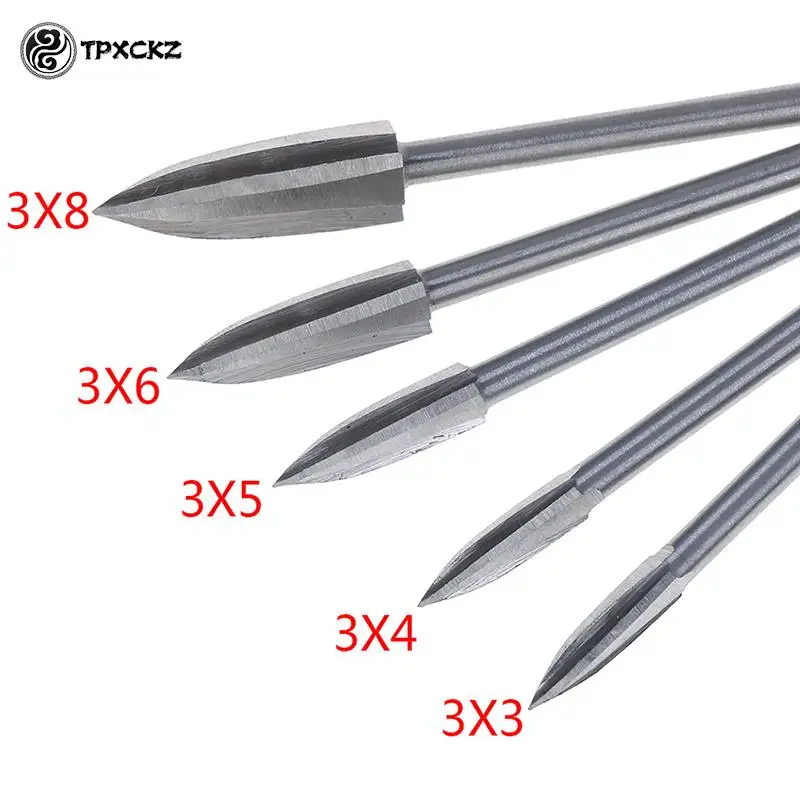 3mm Shank 3-8mm Milling Cutters White Steel Sharp Edges Woodworking Tools Three Blades Wood Carving Knives