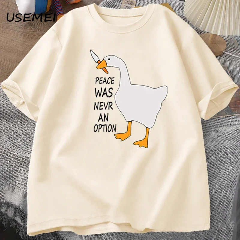 Goose Peace Was Never An Option T-shirts men women summer Cotton Tee Fashion Leisure Cool men's clothing short sleeve t shirt