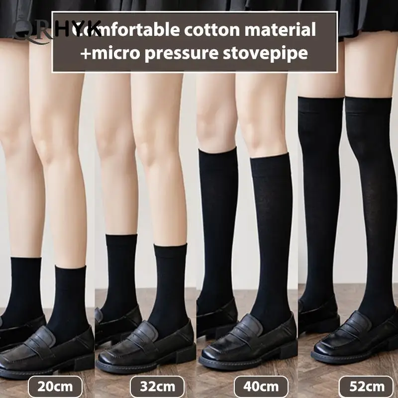 JK Woman Socks Cute Black White Velvet Lolita Long Socks Solid Color Knee High Socks Fashion Kawaii Cosplay Sexy Nylon Stockings