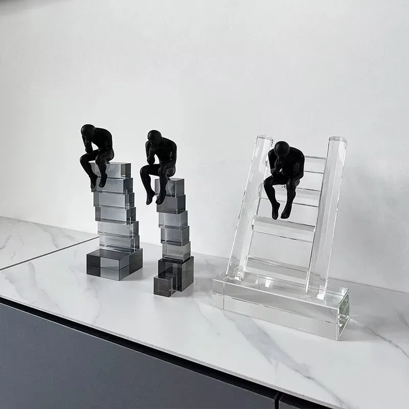 Room Decor Luxury Crystal Thinker Ornaments Stacked Ornaments Living Room Decorations Abstract Character Sculptures