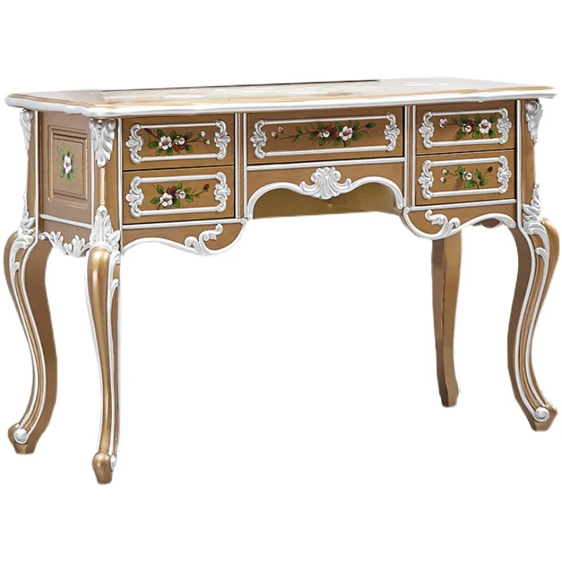 American European painted all solid wood desk entrance gold powder silver powder