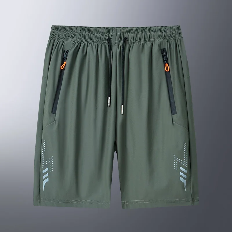 Summer Cool Ice Silk Shorts Men's 8XL Large Size Sports Shorts Men Straight Joggers Pants Thin Quick-dry Baggy 5-point Pants Man