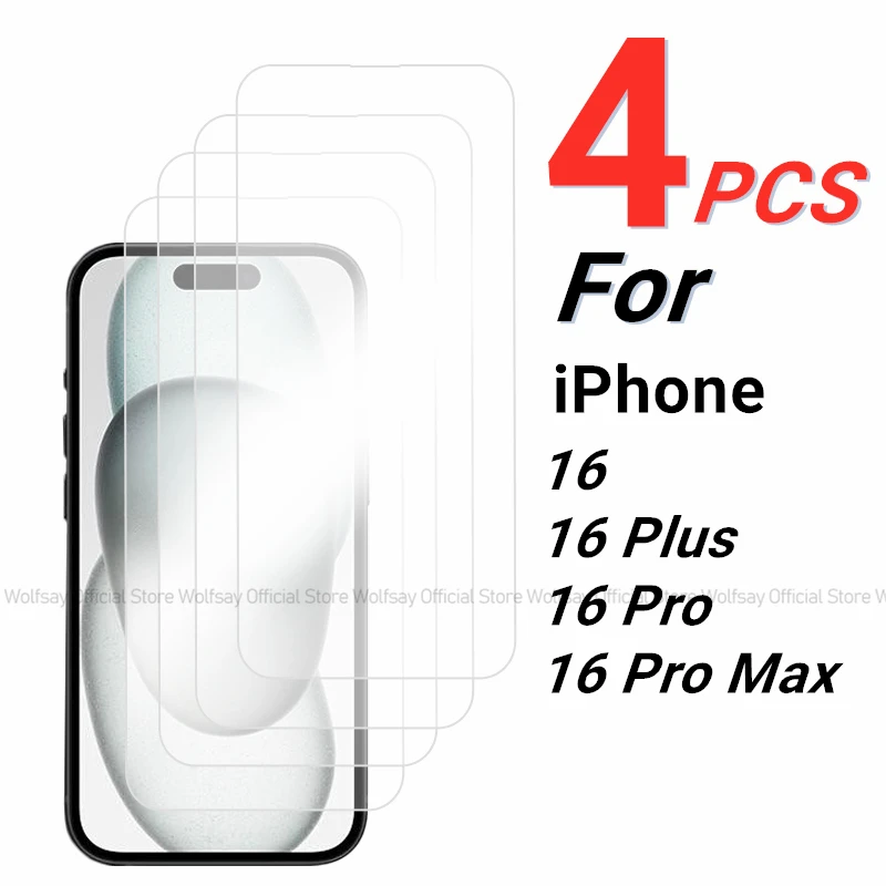 

2/4 шт., защитная пленка для экрана iPhone 16, закаленное стекло для iPhone 16 Plus 16 Pro Max, защитное стекло с полным покрытием для iPhone 16
