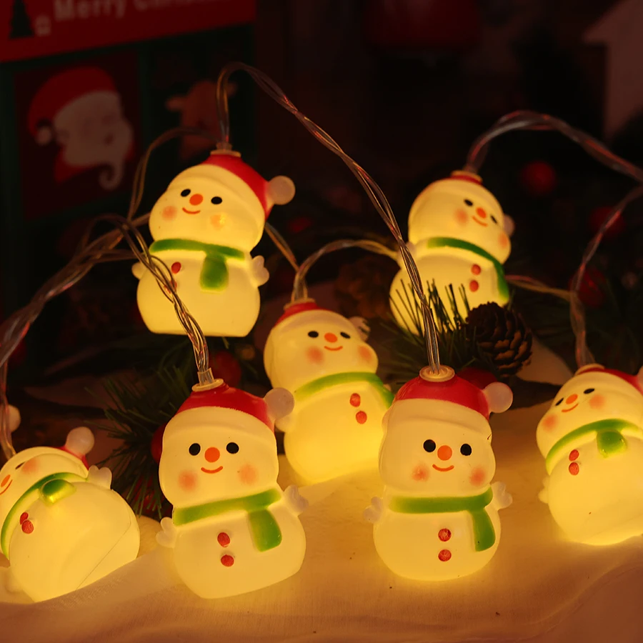 Guirlande lumineuse de noël LED, Arrangement de décoration d'arbre de noël en plein air, atmosphère de bonhomme de neige de noël, guirlande lumineuse colorée