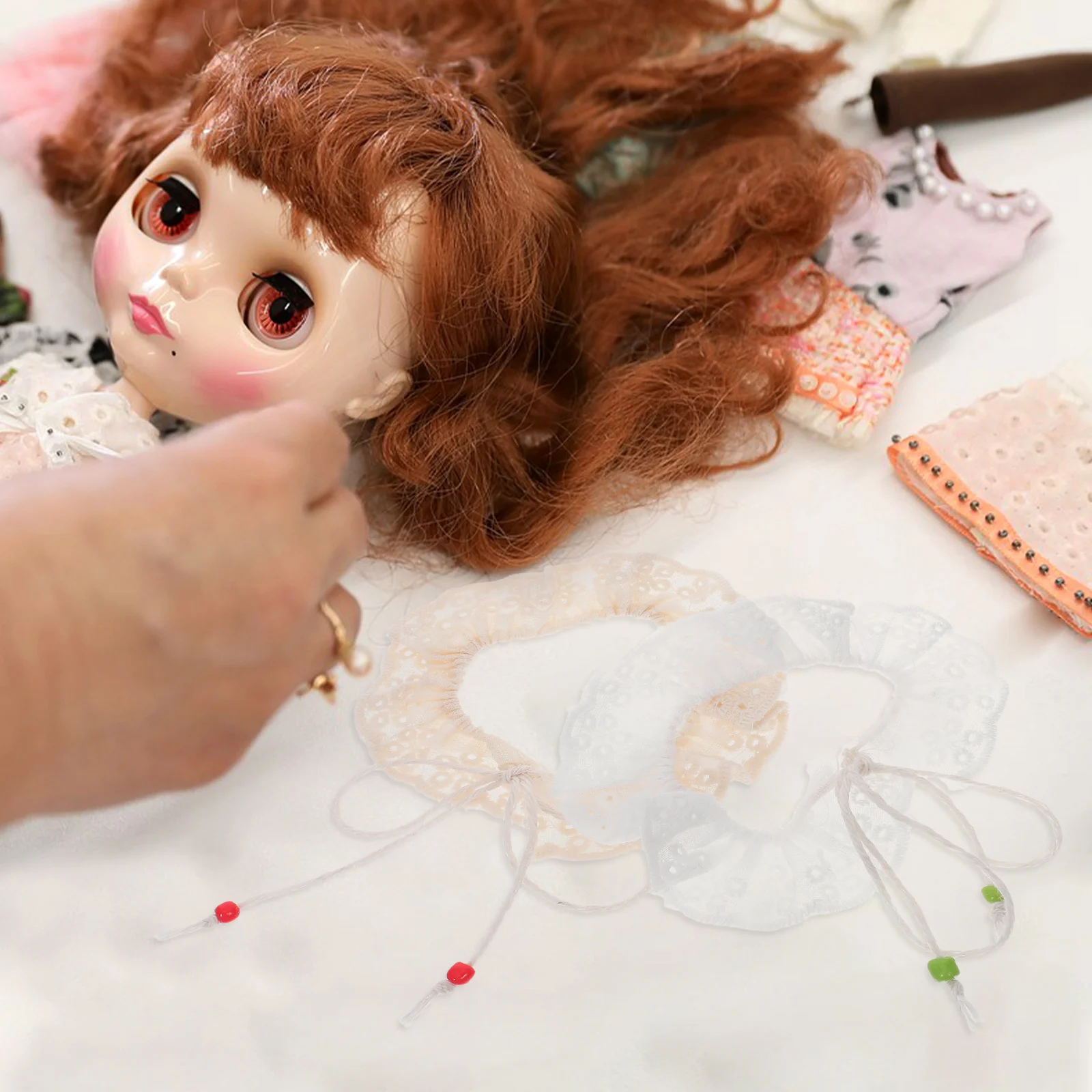 4 pçs mini coleiras de renda vintage colar falso para 10-17cm vestir-se exibição diy traje suprimentos decorativo pequeno colar artesanato
