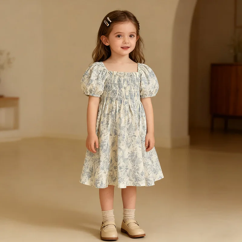 

Girls' Summer Dress New Floral Short Sleeve Baby Girl Dress Children's Princess Dress Stylish Kids' Clothing