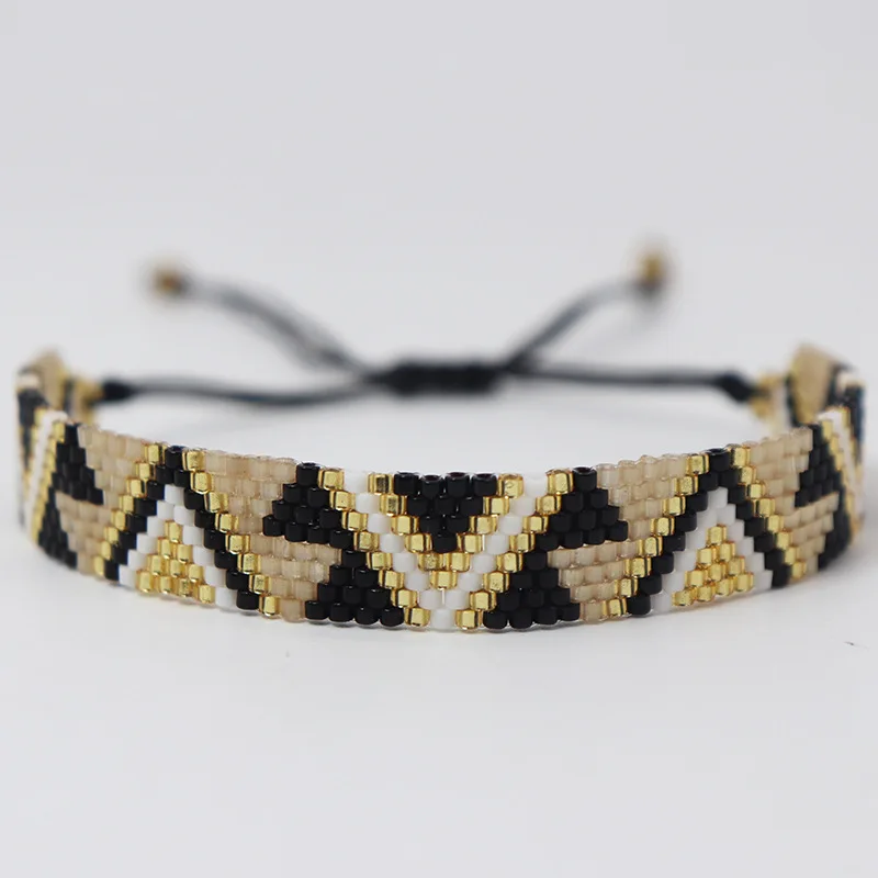 بوهو البوهيمي مثلث ميوكي الخرز سوار مُزين بالخرز قابل للتعديل حبل الإسورة أساور للنساء الرجال مجوهرات الصداقة #2