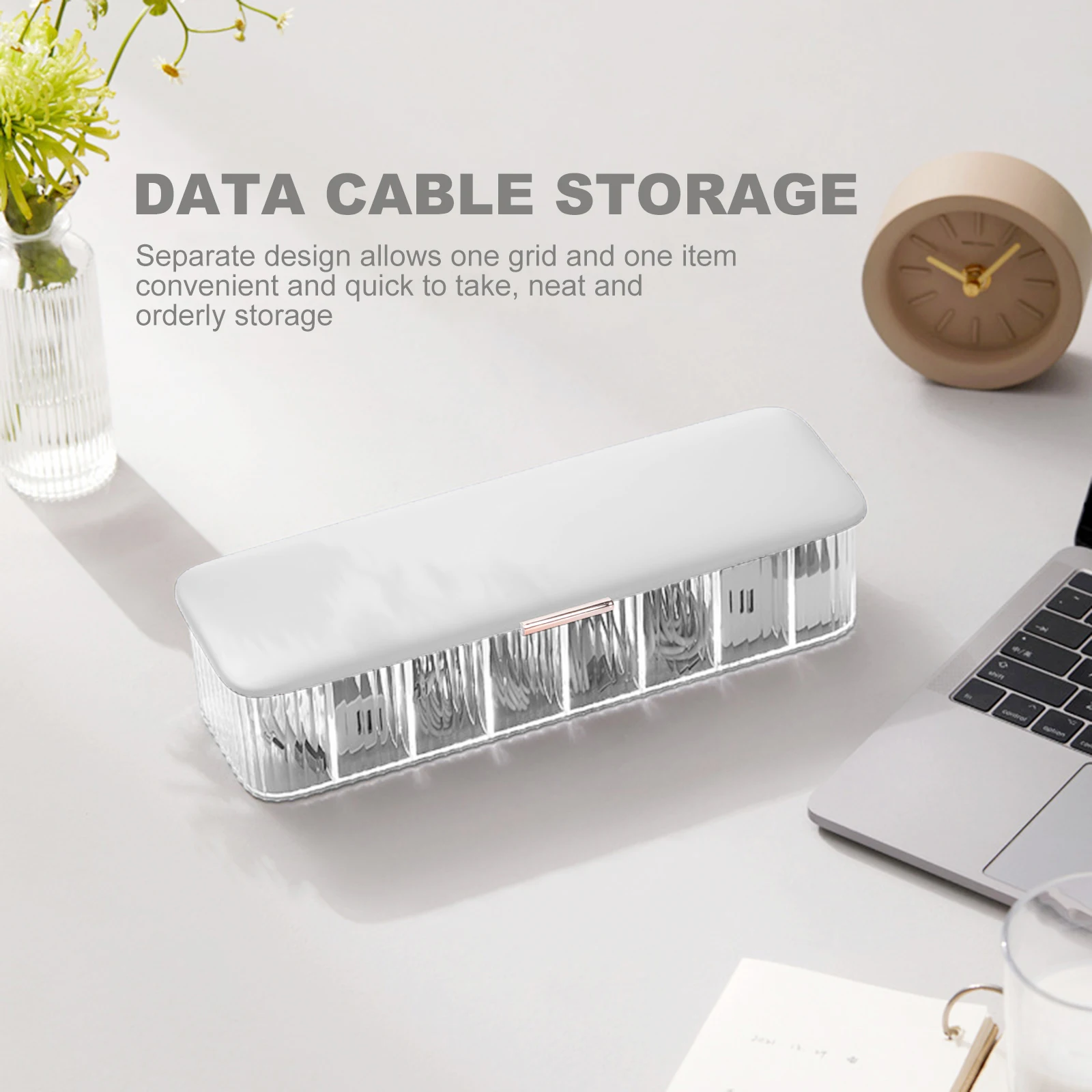 

Charging Cable Storage Box Durable Waterproof Easy Clean Cord Organizer Travel Case ABS Material Large Capacity Home Use