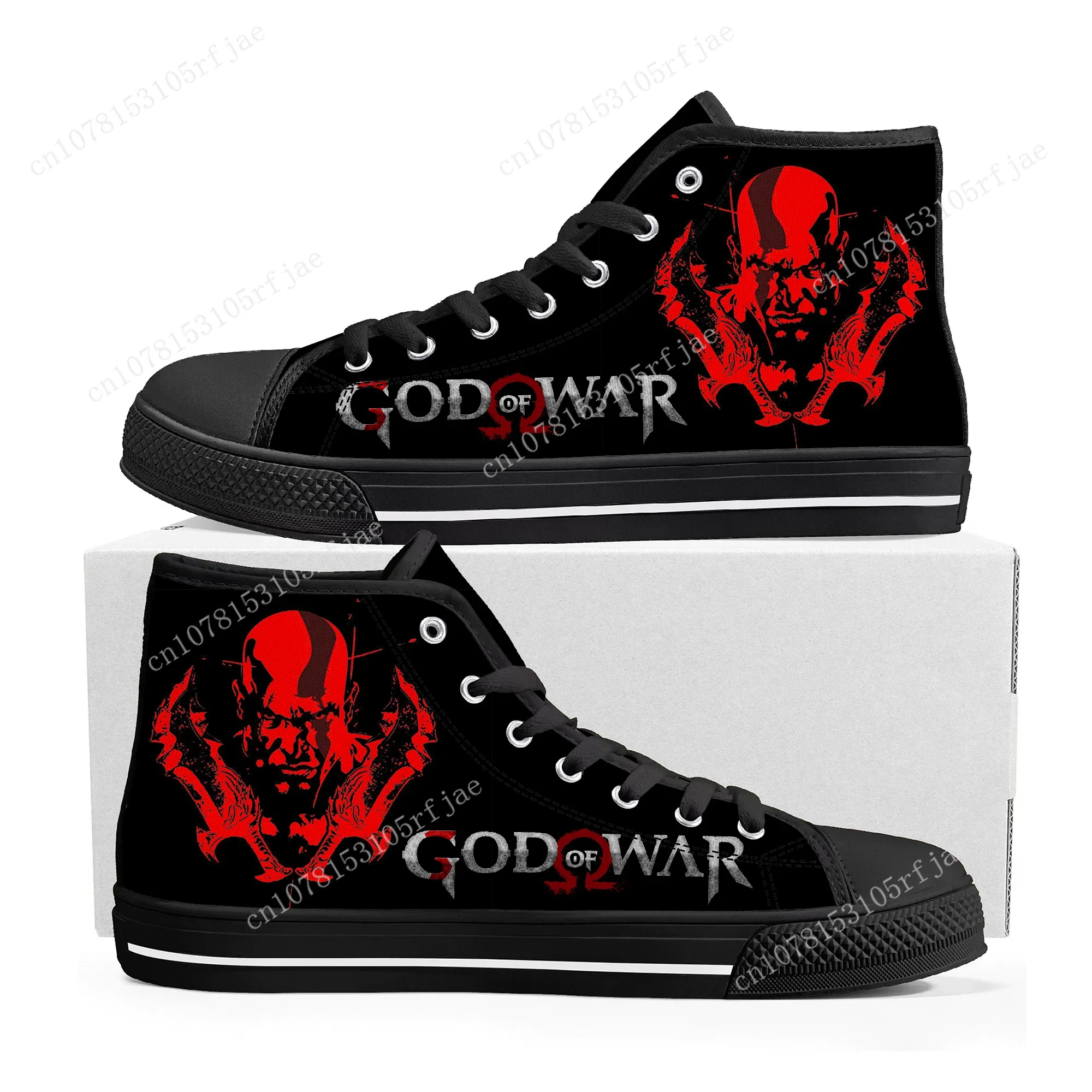 God of War High Top Sneakers Hot Cartoon Game Mens Womens Teenager Fashion High Quality Canvas Sneaker Custom Built Couple Shoes