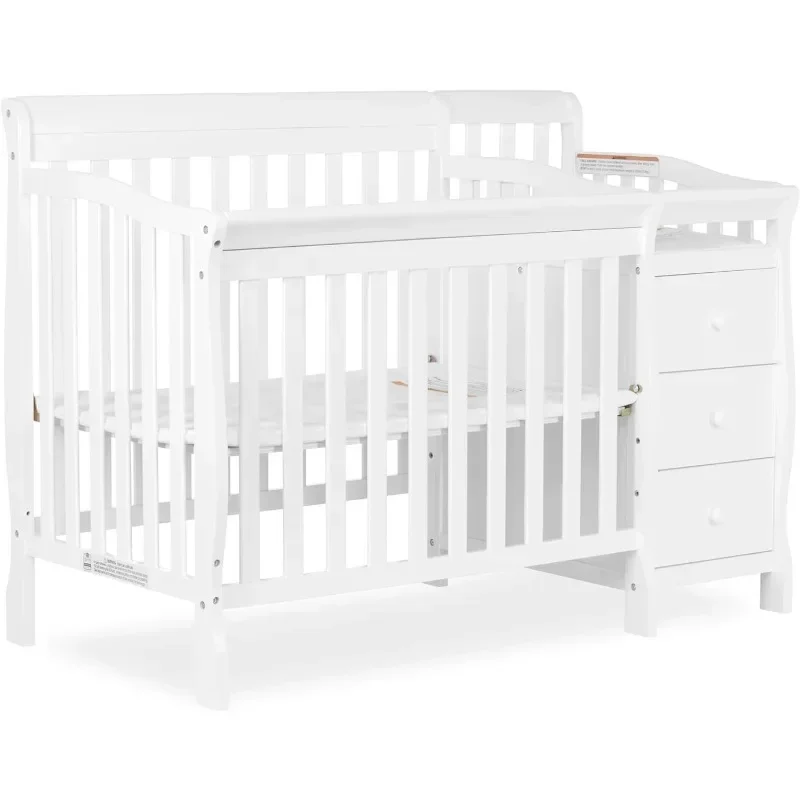 Dream On Me Jayden 4-in-1 Mini Convertible Crib And Changer in  Greenguard Gold Certified, New Zealand Pinewood, 1