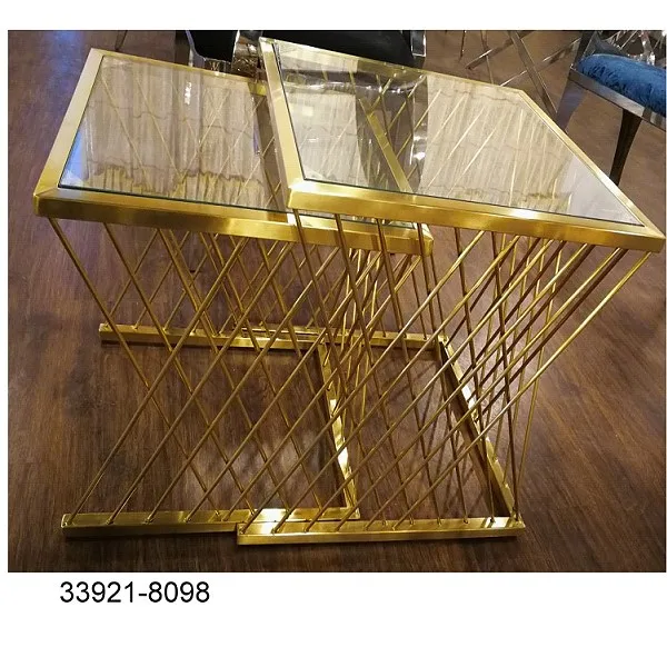 Hot Sale Stainless Steel Golden Coffee Table Set 33921-8098