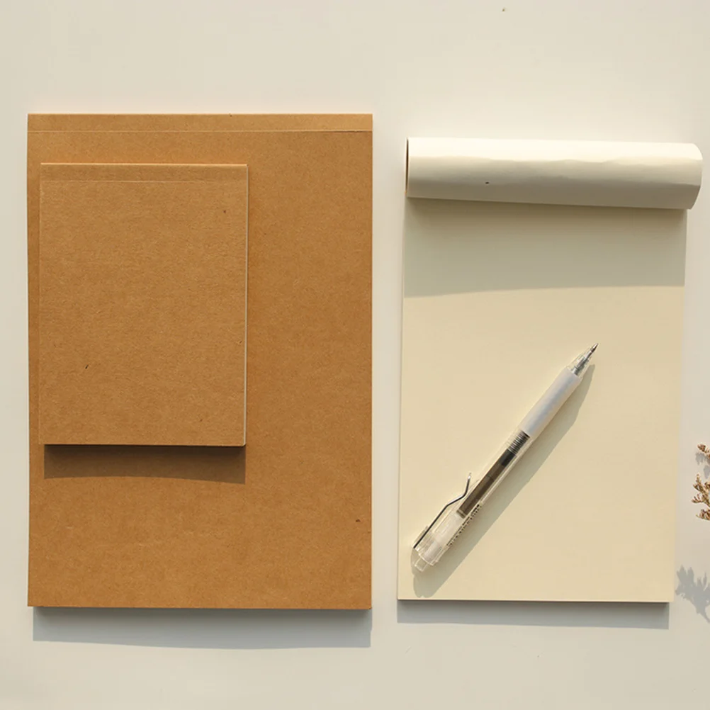 Kraft Paper Notebook Blank Inner Notebook Pocketbook First Draft Book Sketchbook School Supplies for Writing Drawing (M Size)