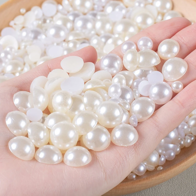 Half Round ABS Imitation Pearl Beads Loose Plastic Acrylic Beads Necklace Bracelets Handmade For DIY Jewelry Components Making