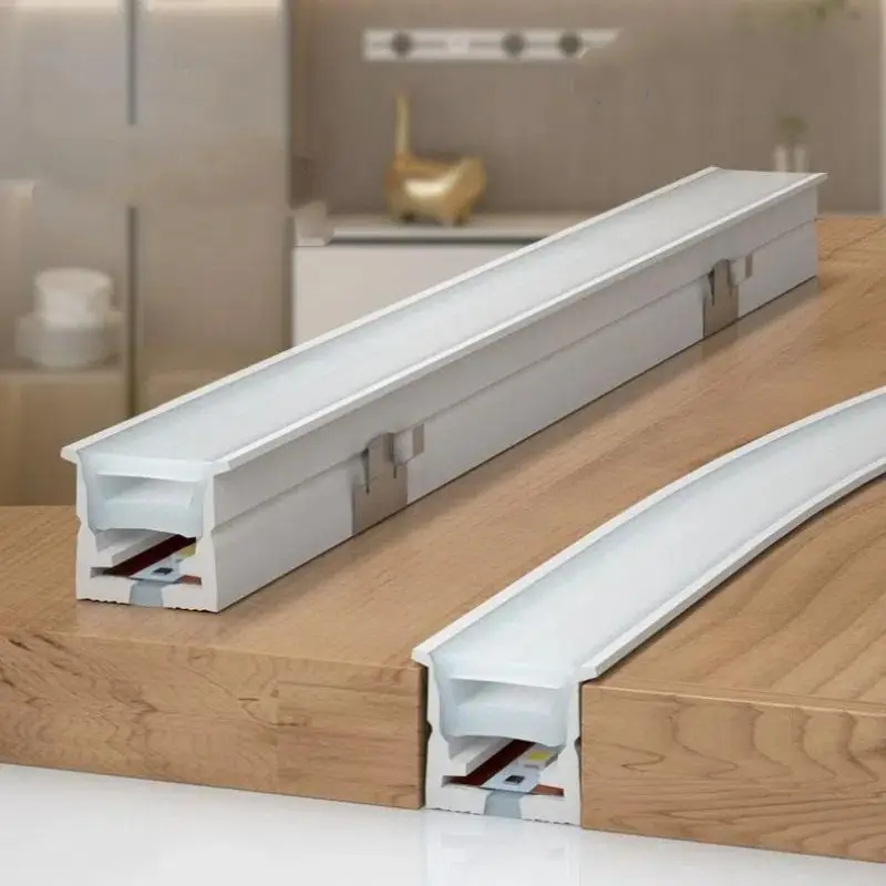 Recessed Mini Aluminium Led Profile With Silicone Cover For Cabinet Bookshelf Showcase Panel Light Led Channel Home Linear Decor