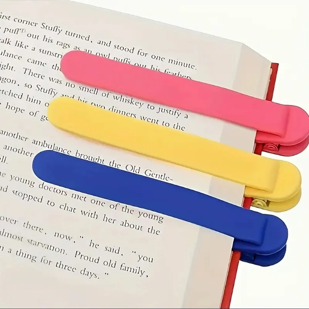 3 Stück Silikon-Lesezeichen, automatisches Lesezeichen mit Seitenblätterfunktion, Bucheinband und multifunktionaler Leseclip – Detail 2