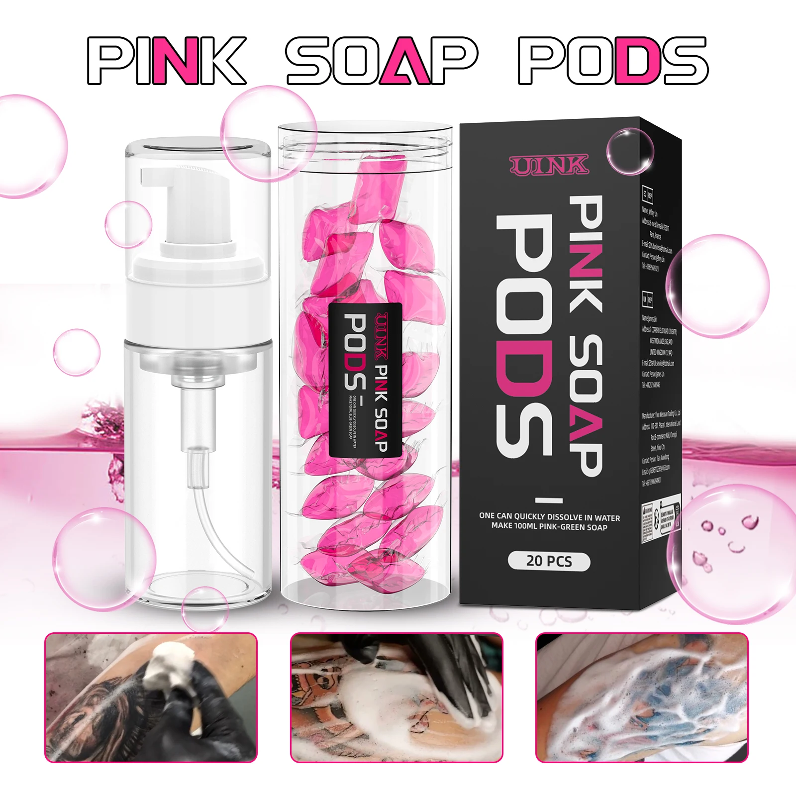 

DQFART Tattoo Blue Soap Pink Soap Set Pink Soap Professional Mild Tattoo Pre- and Post-Care Cleaning Solution Supplies