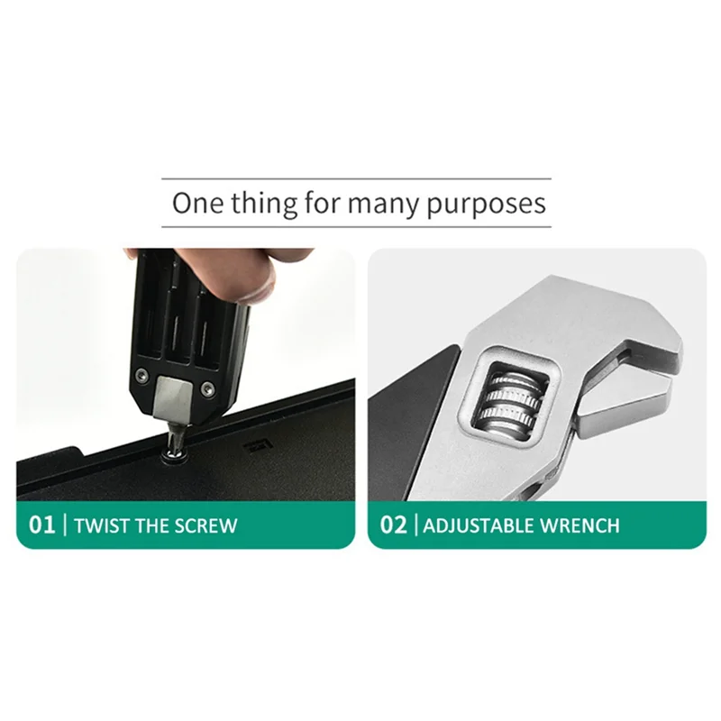 

A96I-Stainless Steel Wrench Adjustable Wrench Replaceable Screwdriver Head Portable Household Tool Kit With Storage Bag