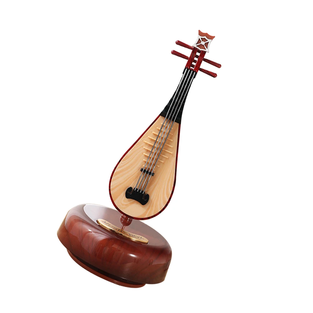 

1pc Music Box Ornament Creative Pipa Shaped Decor for Home Living Room Vintage Style Gift Idea Jewelry Musical Boxes