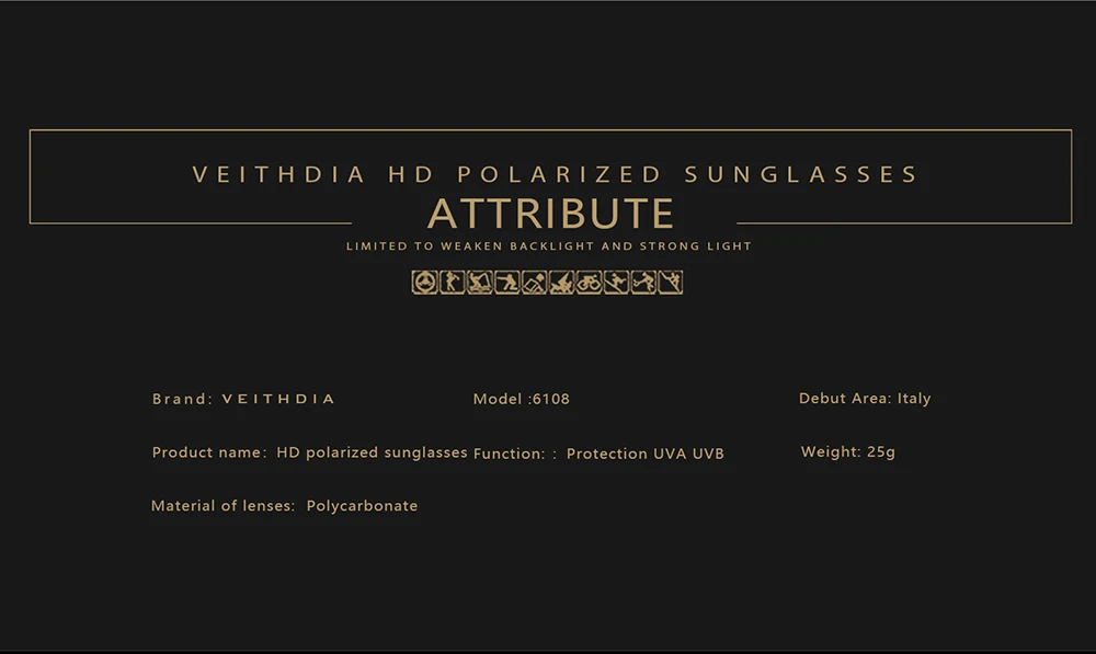 VEITHDIA Markensonnenbrille Unisex Retro Aluminium+TR90 Sonnenbrille Polarisierte Gläser Vintage Brillen Sonnenbrille für Männer/Frauen 6108 – Detail 2