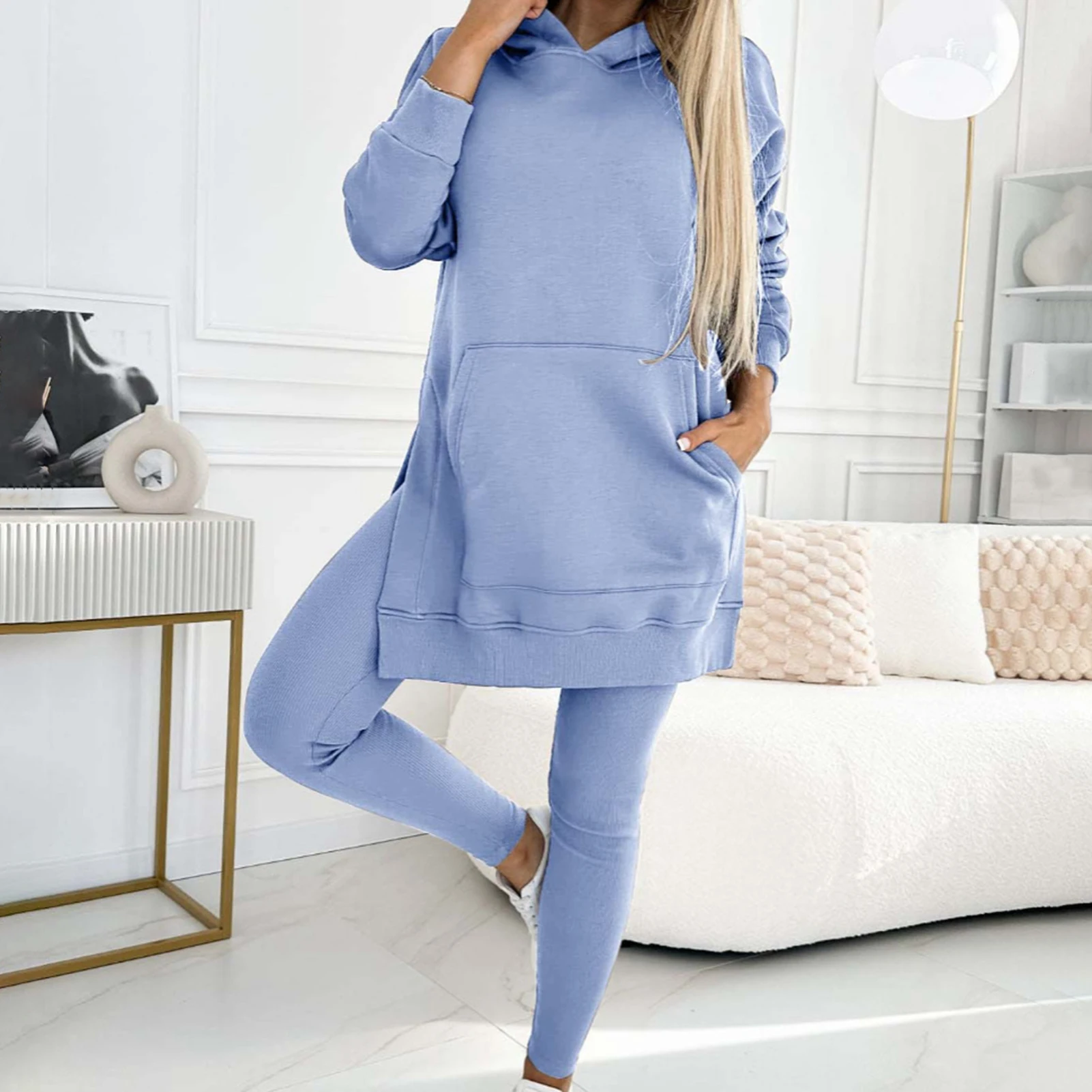 

Men Sets Hoodie+Pants Two-Pieces Casual Solid Color SweatSuit Men Fashion Sportswear Fleece Set Tracksuit Women's clothing