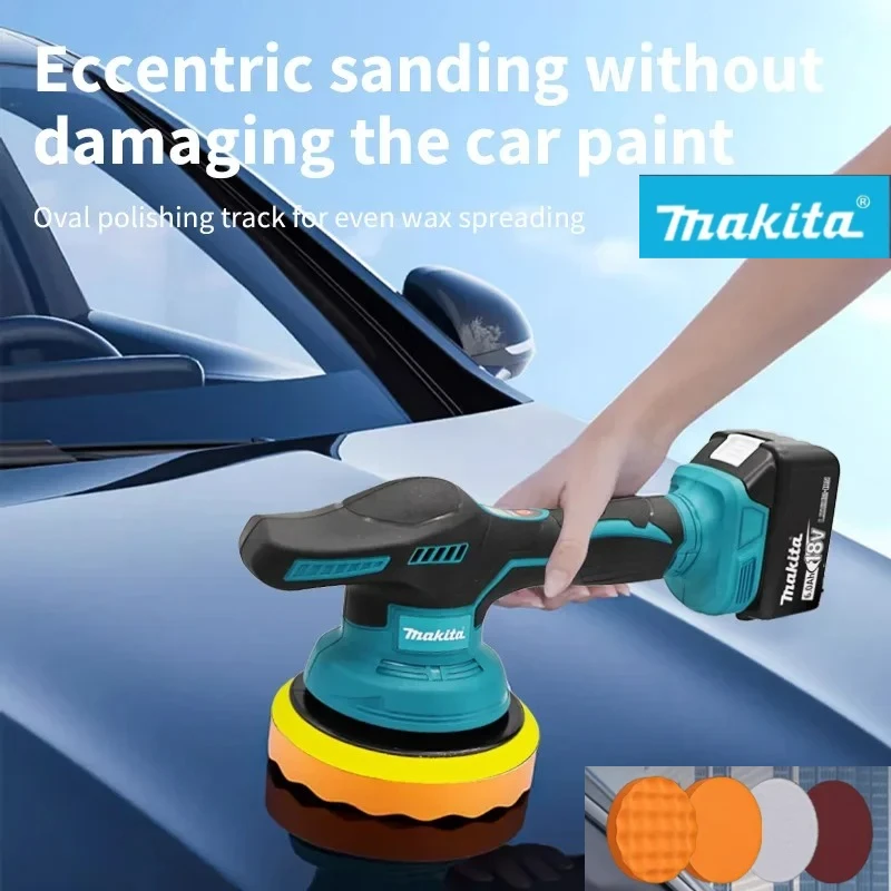Makita 18V Cordless Car Polisher with Digital Display 8 Speed Settings Waxing Machine for Vehicle Polishing