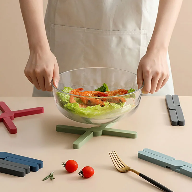 Foldable Heat Resistant Trivet Non-Slip Pot Holder Foldable TPR Insulation Mat for Kitchen Table Cookware Bowl Cup Hot Dish